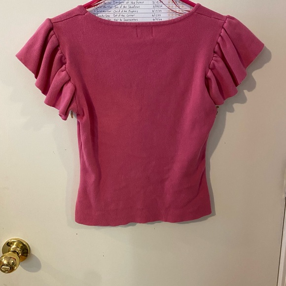 NWOT Pink square neck top with flutter sleeves - Picture 2 of 3